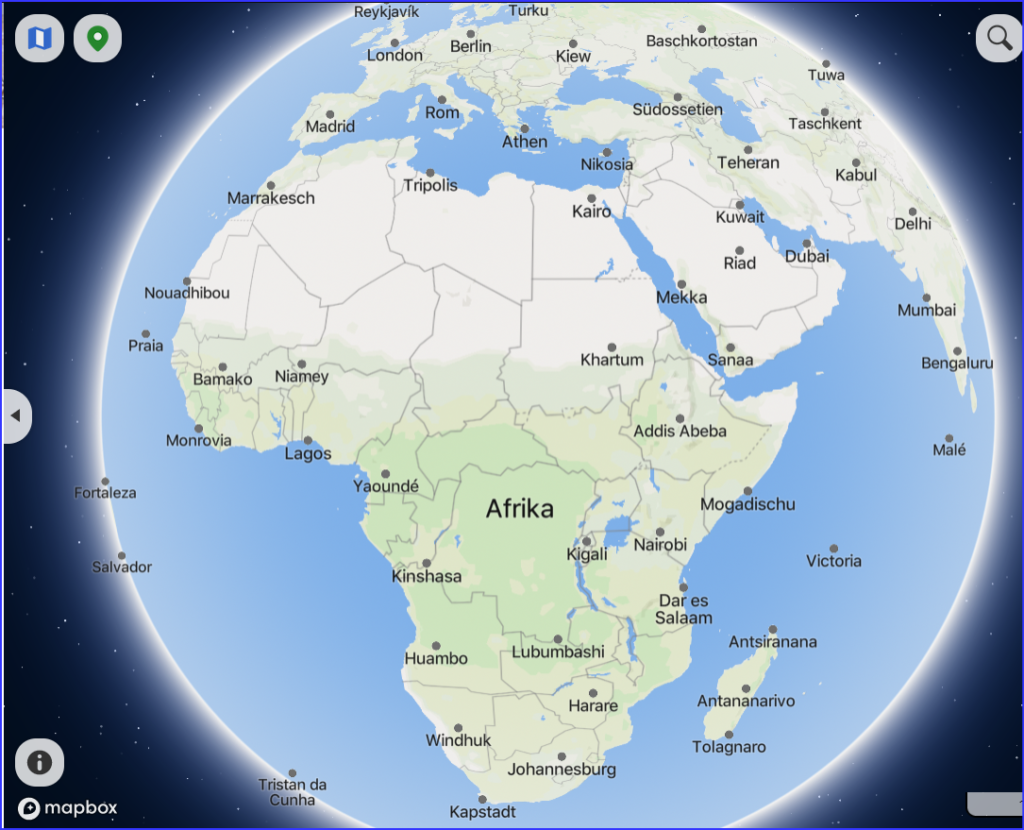 Afrika sichtbar auf einem Globus