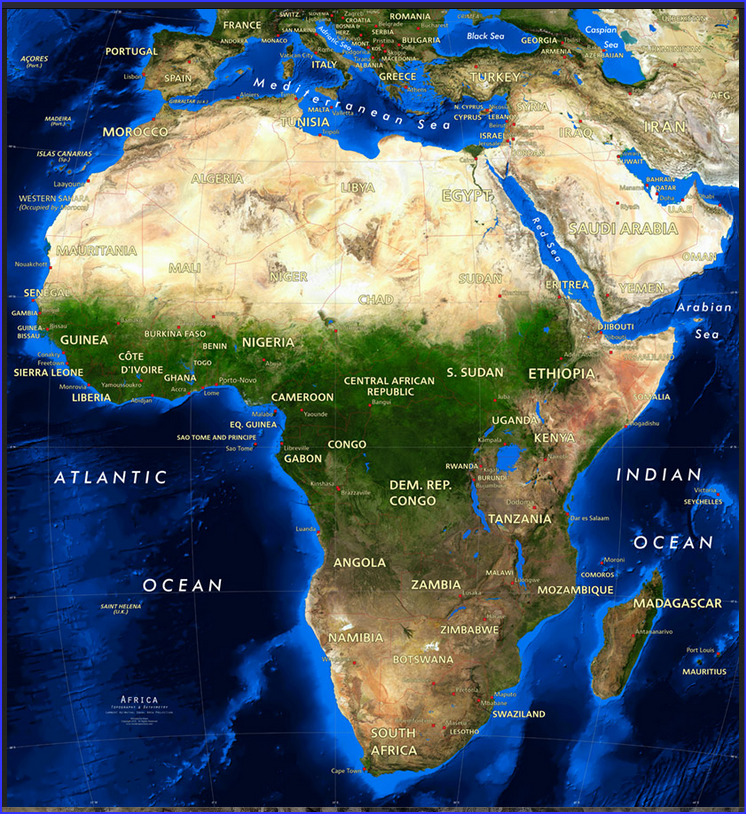 Sattelitenaufnahme von Afrika dem gesamten Kontinent